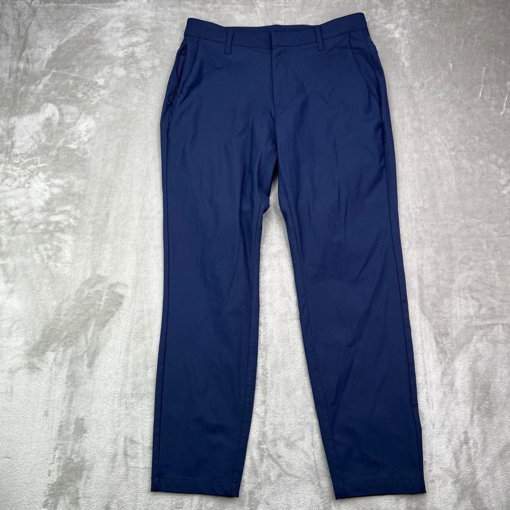 Fabletics Only-Go Pants Mens 30x28 Navy Blue Solid Performance Chino Trousers